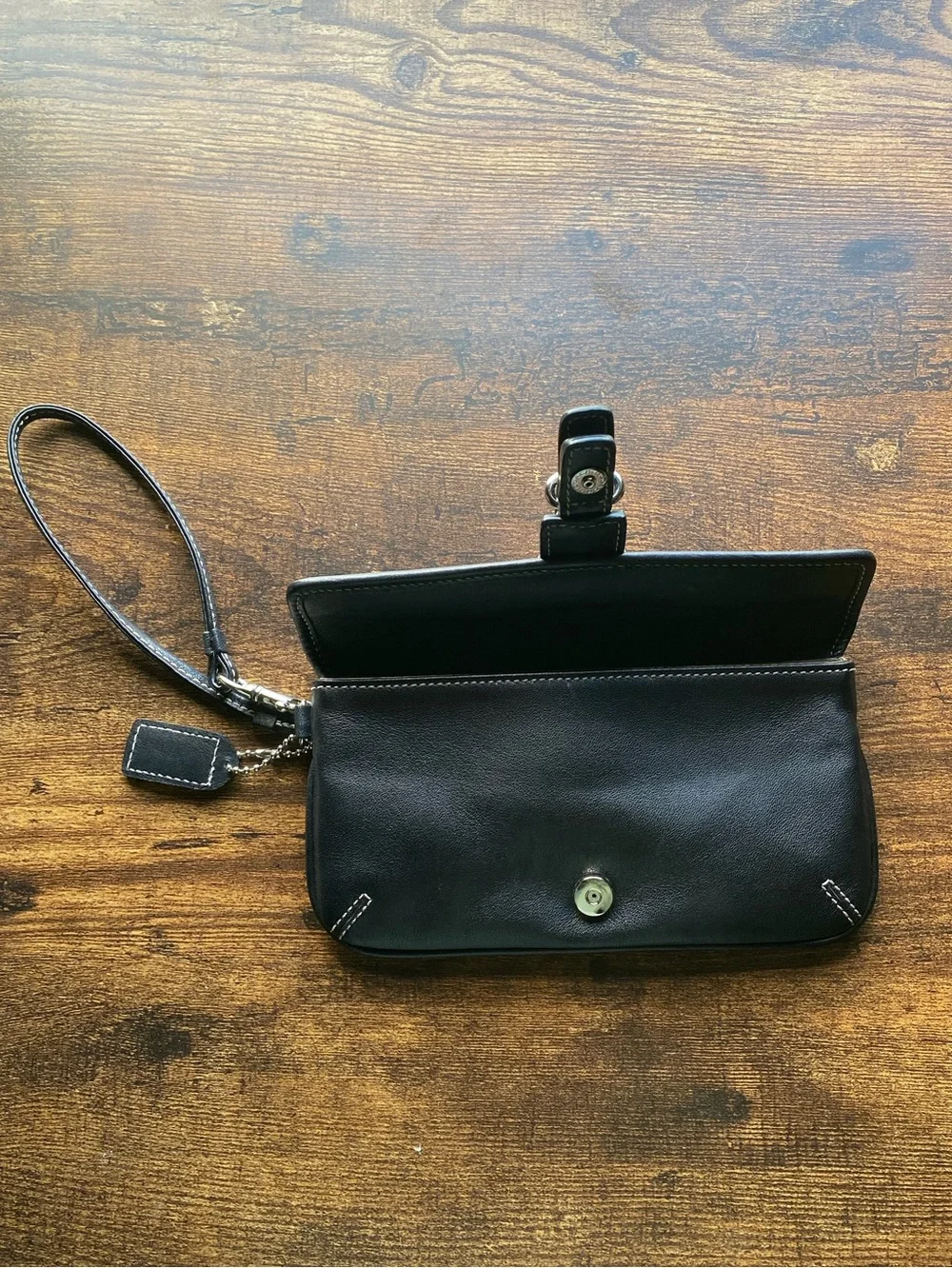 Coach black leather soho wristlet